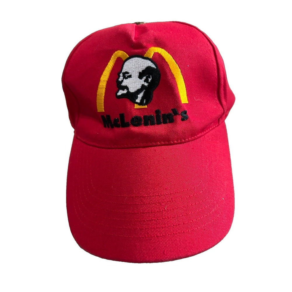 McLenin's Parody Vladimir Lenin McDonald's Red Baseball Cap Hat Vintage Novelty - Picture 2 of 9